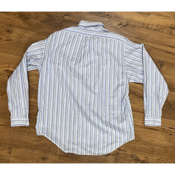 Ralph Lauren Shirt Mens Large 17, 36/37 Yarmouth Blue White Orange Vintage 80s - Picture 8 of 10